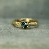 teal sapphire gold ring in 14k