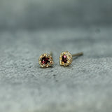 yellow gold ruby studs