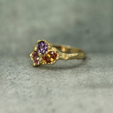 bright sapphire cluster ring in 14k yellow gold