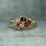 sapphire cluster ring in 14k yellow gold