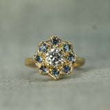 diamond and sapphire solid gold ring