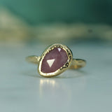 solid 10k yellow gold rosecut sapphire ring