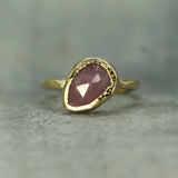 one of akind pink rosecut sapphire ring