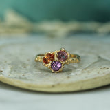 mermaid treasure cluster ring with sapphires in 14k yellow gold