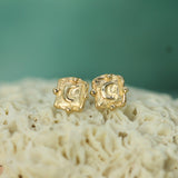 gold moon stud earring
