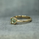 mermaid treasure light green sapphire oval engagement ring in 14k yellow gold