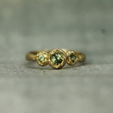 sapphire trio ring in 14k yellow gold