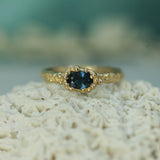 14k yellow gold  blue sapphire ring