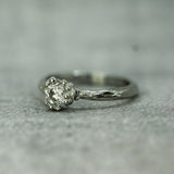 handcarved 19k white gold mermaid treasure engagement ring