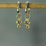 purple and blue sapphire sleeper charms in 10k solid yellow gold