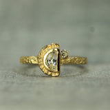 Moon and Star White Sapphire and Salt and Pepper Diamond Ring