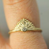 diamond celestial peak ring on finger