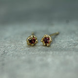 ruby gold stud earrings