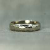 14k white gold hammered wedding band