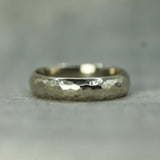 14k white gold hammered wedding band