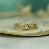 14k yellow gold signet ring with sapphire