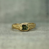14k yellow gold green sapphire signet ring