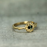 14k yellow gold green sapphire ring