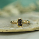 14k yellow gold jasper textured engagement ring