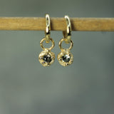 mermaid treasure sapphire sleeper charms in 10k yellow gold with small huggies