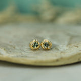 10k yellow gold mermaid treasure sapphire studs