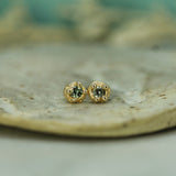 green sapphire studs made in 10k yellow gold