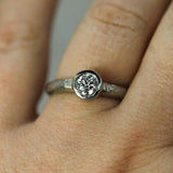 breakwater diamond engagement ring in 19k white gold on hand