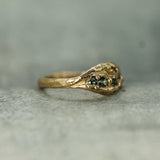small green sapphires set in 14k rose gold