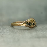 small green sapphires set in 14k rose gold