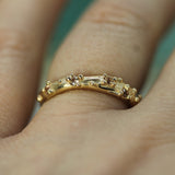 14k yellow gold calm waters ring with five champagne sapphires