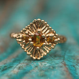 14k Yellow Gold with Orange Sapphires