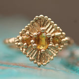 14k Yellow Gold with Orange Sapphires