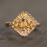 14k Yellow Gold with Orange Sapphires