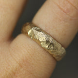 Hand carved jasper band in 14k yellow gold