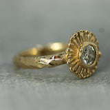 Summer Sun Diamond Ring close up to show the texture of the band and setting