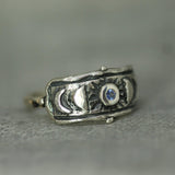 Moon Goddess Blue Sapphire Ring
