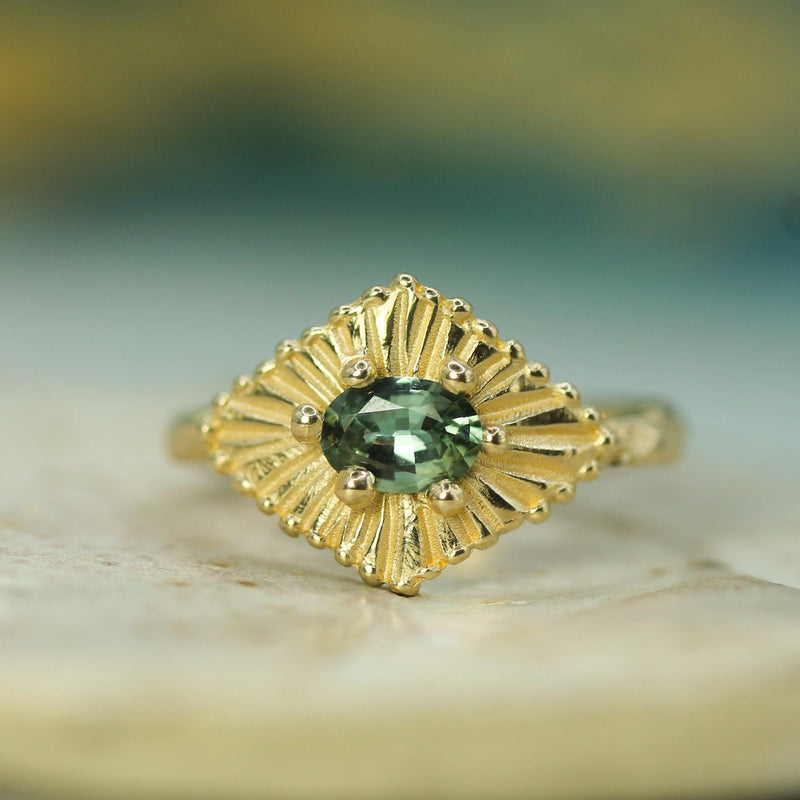 Teal Sapphire Celestial Ring