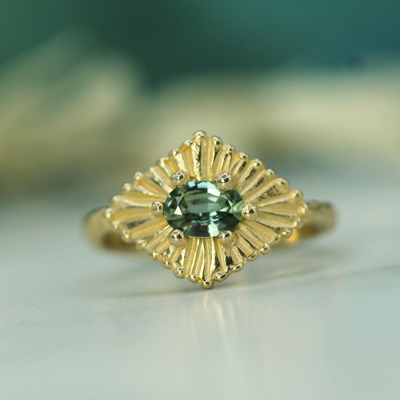Teal Sapphire Celestial Ring