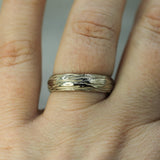 14k white gold avatar grove band on hand 