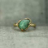 emerald rosecut 10k yellow gold ring 