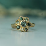 sapphire floral ring in 14k yellow gold 
