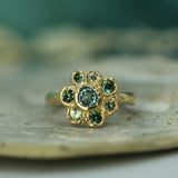 14k yellow gold floral ring with sapphires 