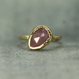 one of akind pink rosecut sapphire ring 