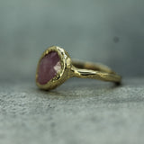pink sapphire rosecut gold ring 
