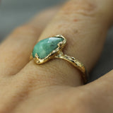 10k yellow gold emerald rosecut sapphire on hand 
