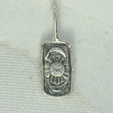3mm white sapphire set in moon goddess pendant 