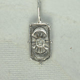 2mm white sapphire set in moon goddess pendant 