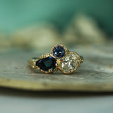 multi stone gold sapphire and diamond engagement ring 