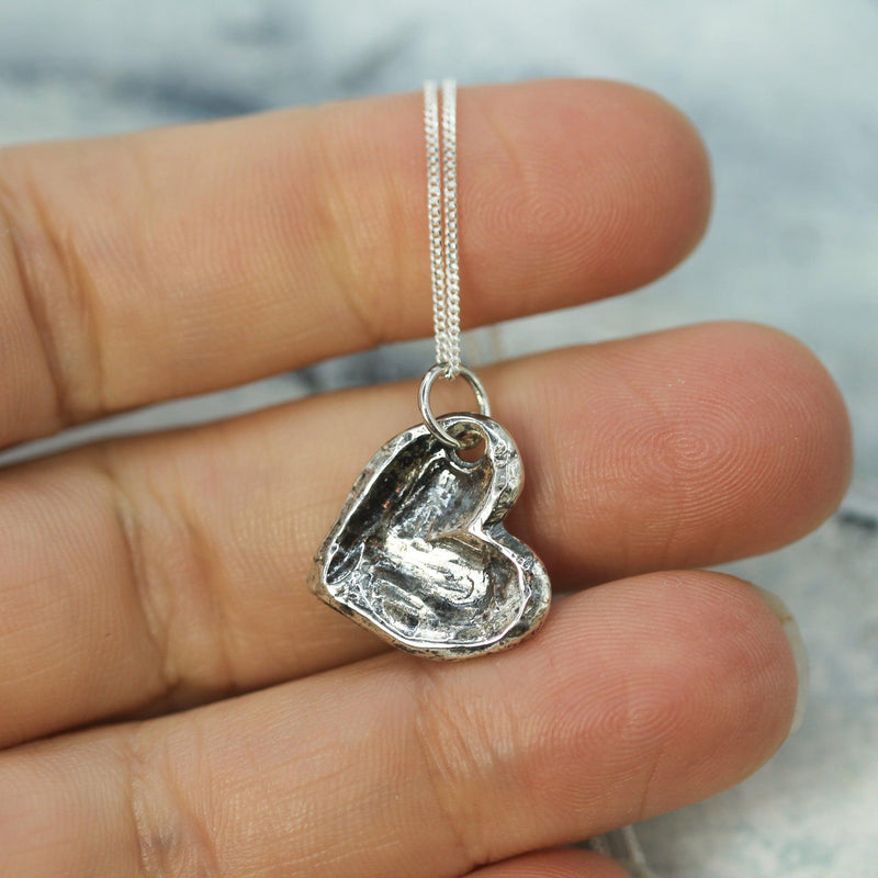 heart pebble pendant in sterling silver 