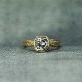 cushion cut lab-grown diamond engagement ring in 14k yellow gold 